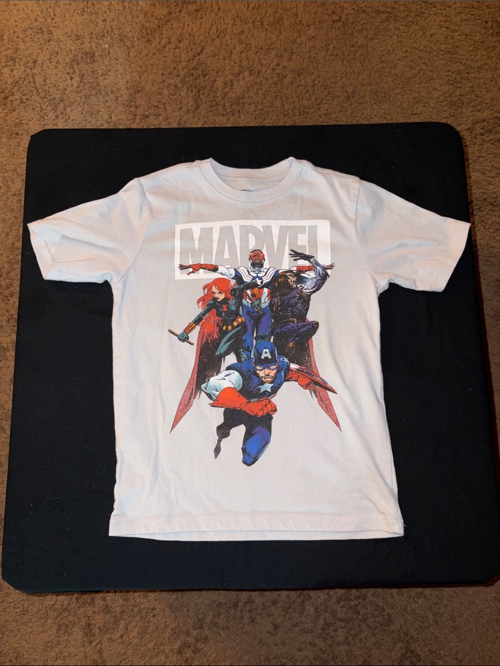 Marvel Graphic White Boys T-Shirt featuring Captain America & Heroes